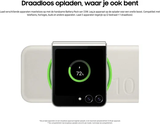 Originele Samsung 25W Wireless Powerbank met USB-C 10.000 mAh Beige afbeelding 4