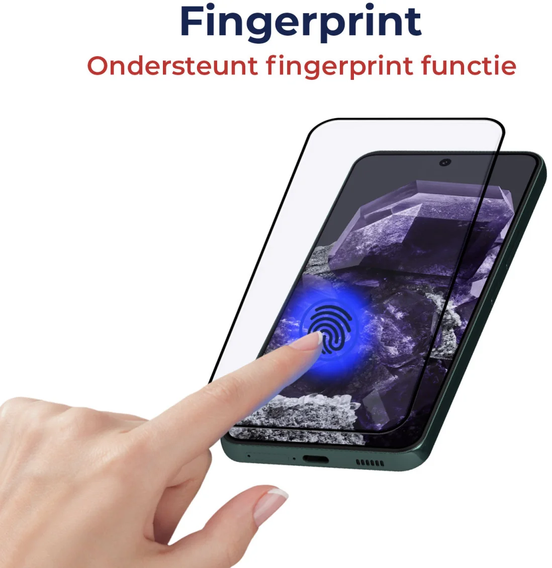 Rosso Google Pixel 8 Tempered Glass Fingerprint Friendly met Installatietray afbeelding 2