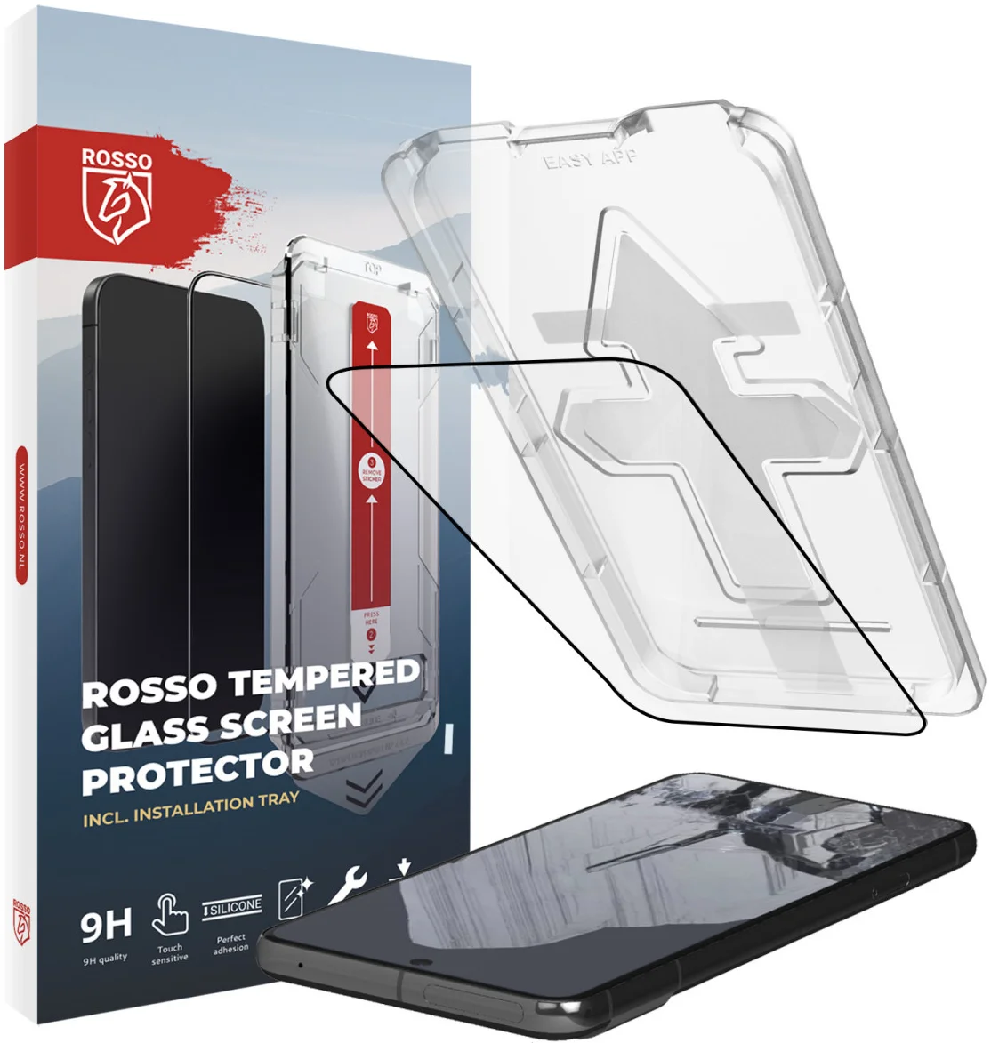 Rosso Google Pixel 8 Pro Tempered Glass Fingerprint Friendly met Installatietray afbeelding 1