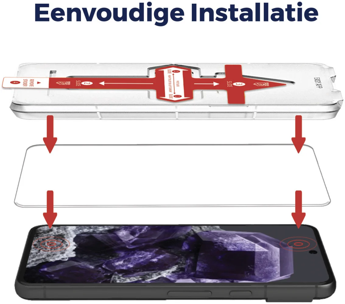 Rosso Google Pixel 8 Pro Tempered Glass Fingerprint Friendly met Installatietray afbeelding 4