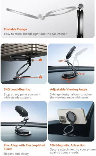 Baseus MagPro Series II MagSafe Stick-On Telefoonhouder Auto Zwart afbeelding 5