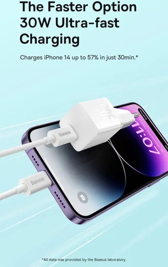 Baseus GaN5 30W Compacte Fast Charger Mini USB-C Wit afbeelding 12