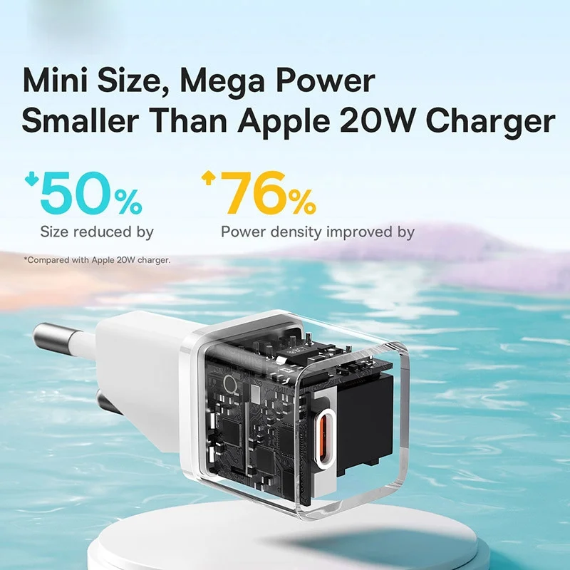Baseus GaN5 20W Compacte Fast Charger Mini USB-C Wit afbeelding 4