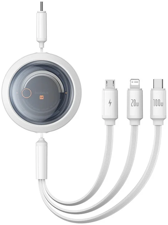 Baseus 3-in-1 Kabel USB-C naar Micro-USB / USB-C / Lightning 1.1M Wit afbeelding 1
