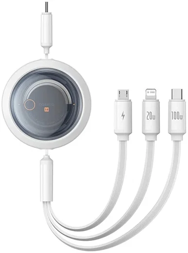 Baseus 3-in-1 Kabel USB-C naar Micro-USB / USB-C / Lightning 1.1M Wit afbeelding 1