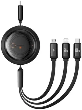 Baseus 3-in-1 Kabel USB-C naar Micro-USB / USB-C / Lightning 1.1M Zwart