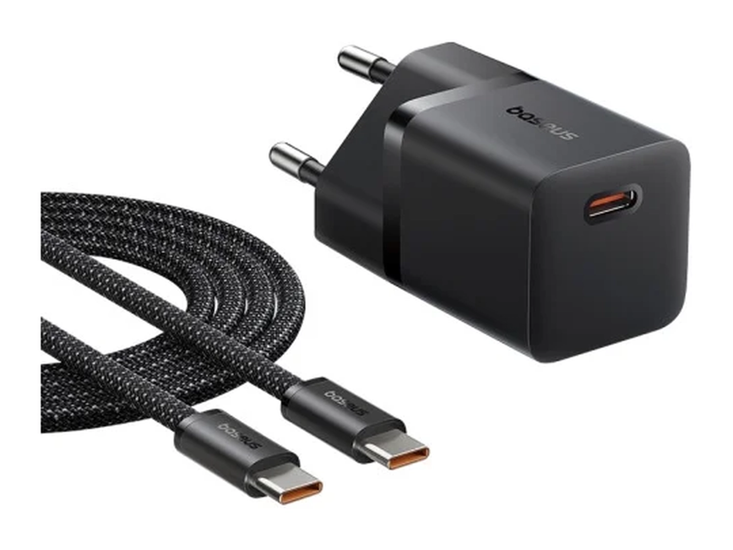 Baseus GaN5 25W Compacte Fast Charger Mini met USB-C naar USB-C Kabel 1M Zwart afbeelding 1
