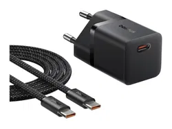 Baseus GaN5 25W Compacte Fast Charger Mini met USB-C naar USB-C Kabel 1M Zwart afbeelding