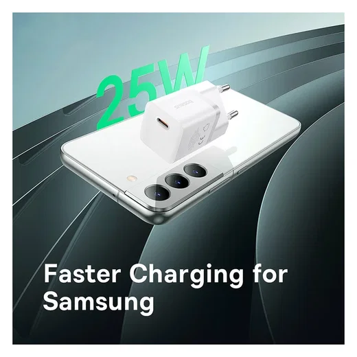 Baseus GaN5 25W Compacte Fast Charger Mini met USB-C naar USB-C Kabel 1M Wit afbeelding 4