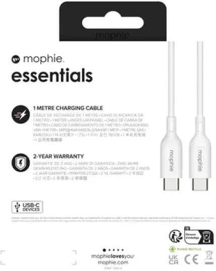 Mophie USB-C naar USB-C 60W 1M Wit afbeelding 7