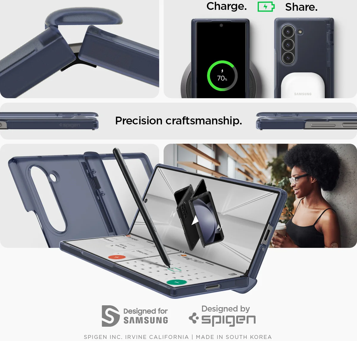 Spigen Ultra Hybrid Pro Samsung Galaxy Z Fold 6 Hoesje Back Cover Blauw afbeelding 7
