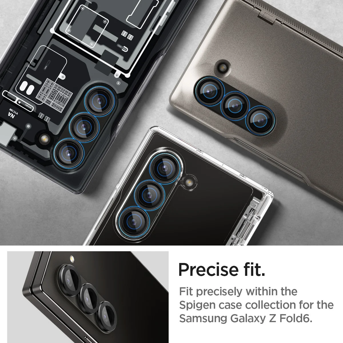 Spigen EZ Fit Optik Pro Samsung Z Fold 6 Camera Lens Protector Zwart (2-Pack) afbeelding 3