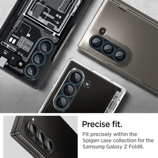 Spigen EZ Fit Optik Pro Samsung Z Fold 6 Camera Lens Protector Zwart (2-Pack) afbeelding 3
