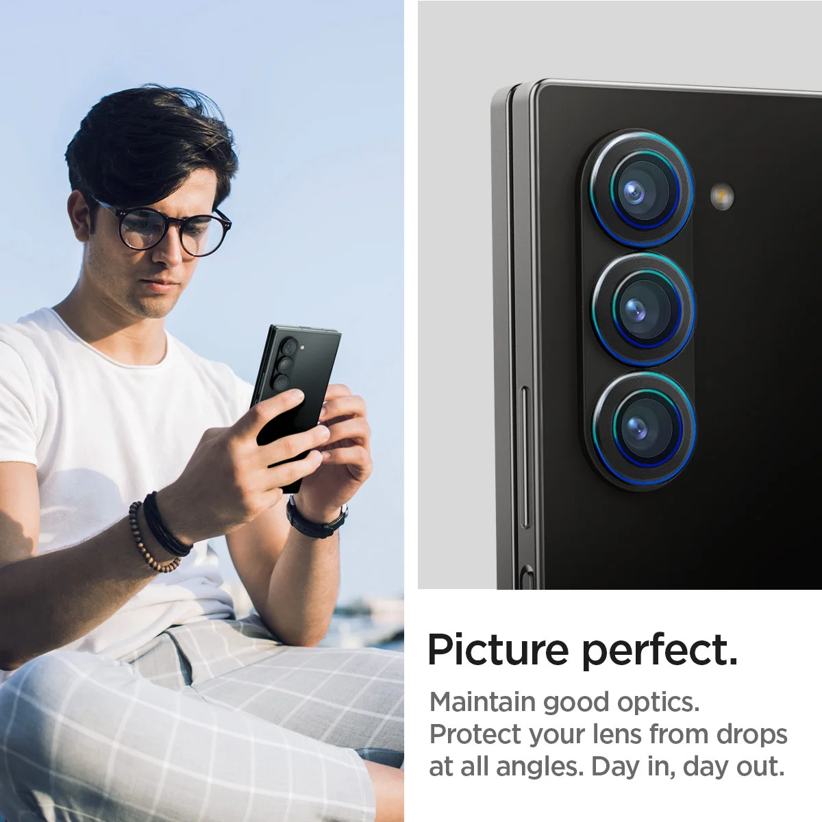 Spigen EZ Fit Optik Pro Samsung Z Fold 6 Camera Lens Protector Zwart (2-Pack) afbeelding 5