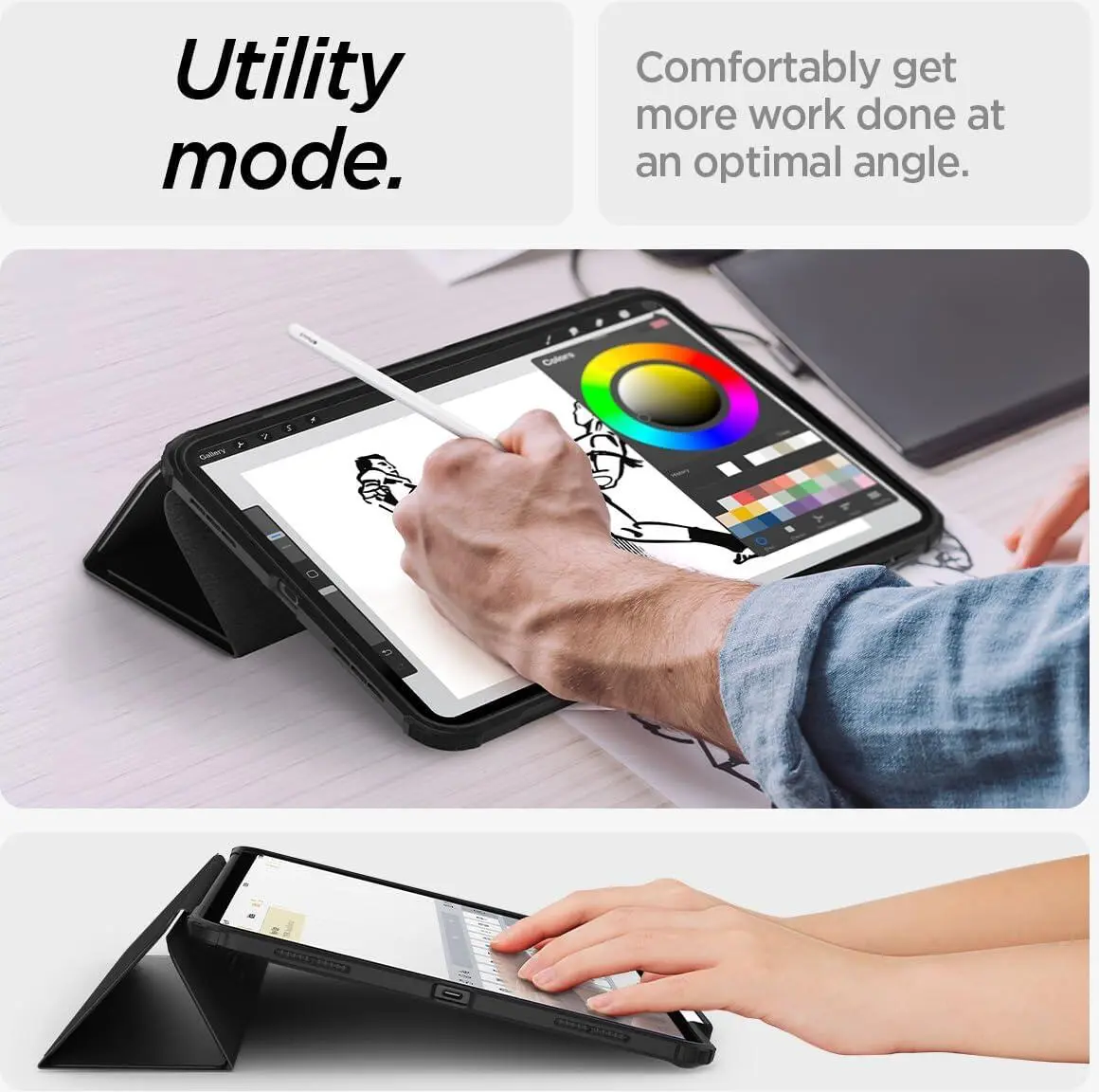 Spigen Ultra Hybrid Pro iPad Air 13 (24/25/26) Hoes Book Case Zwart afbeelding 6