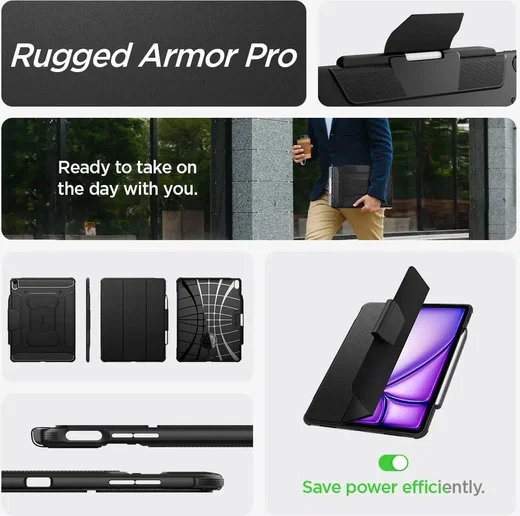 Spigen Rugged Armor Pro Apple iPad Air 13 (24/25/26) Hoes Book Case Zwart afbeelding 5