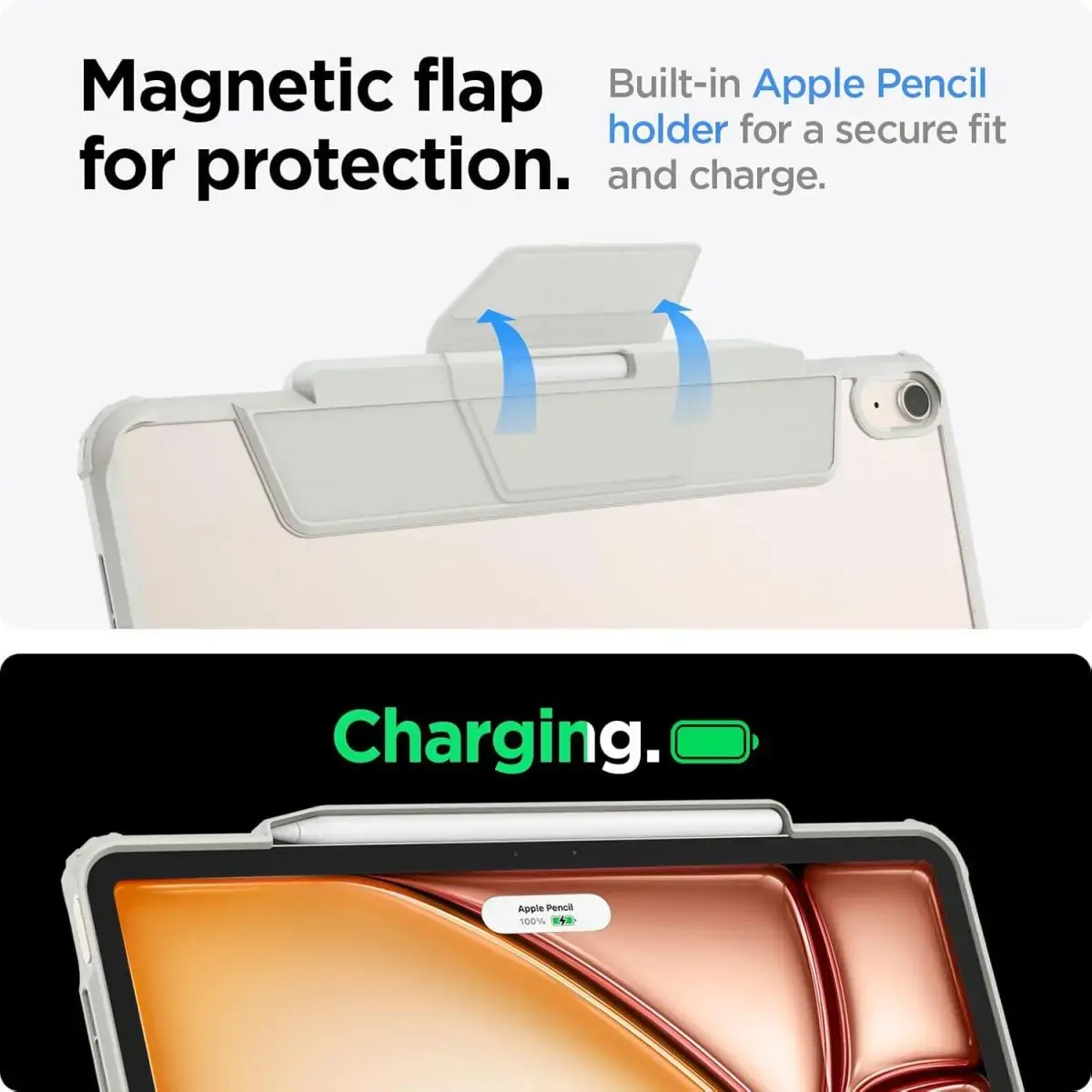 Spigen Air Skin Pro Apple iPad Air 13 (24/25/26) Hoes Book Case Grijs afbeelding 7