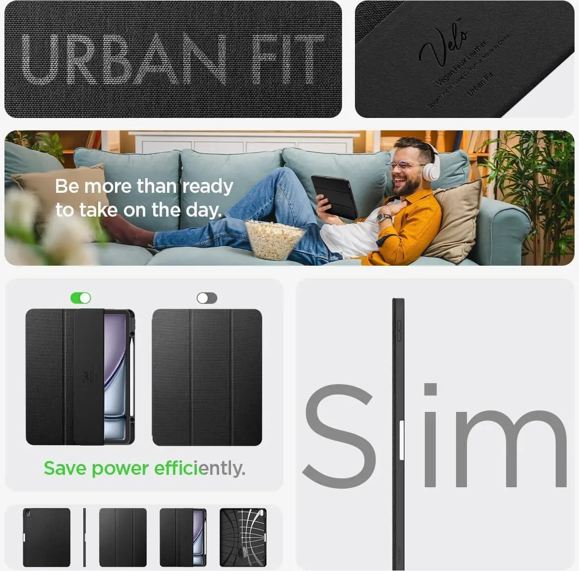 Spigen Urban Fit Apple iPad Air 13 (24/25/26) Hoes Book Case Zwart afbeelding 4