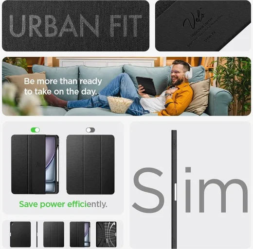 Spigen Urban Fit Apple iPad Air 13 (24/25/26) Hoes Book Case Zwart afbeelding 4