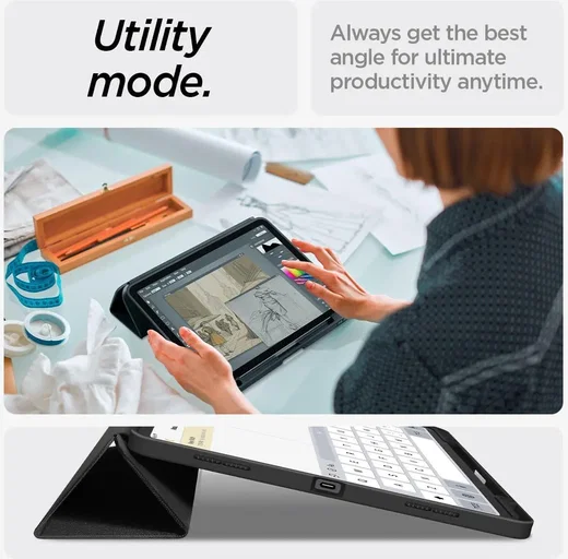 Spigen Urban Fit Apple iPad Air 13 (24/25/26) Hoes Book Case Zwart afbeelding 7