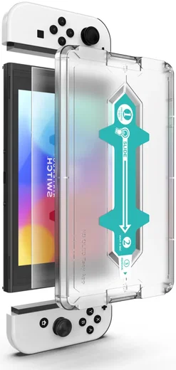 Rosso Nintendo Switch OLED Tempered Glass Screen Protector met Installatietray afbeelding 9