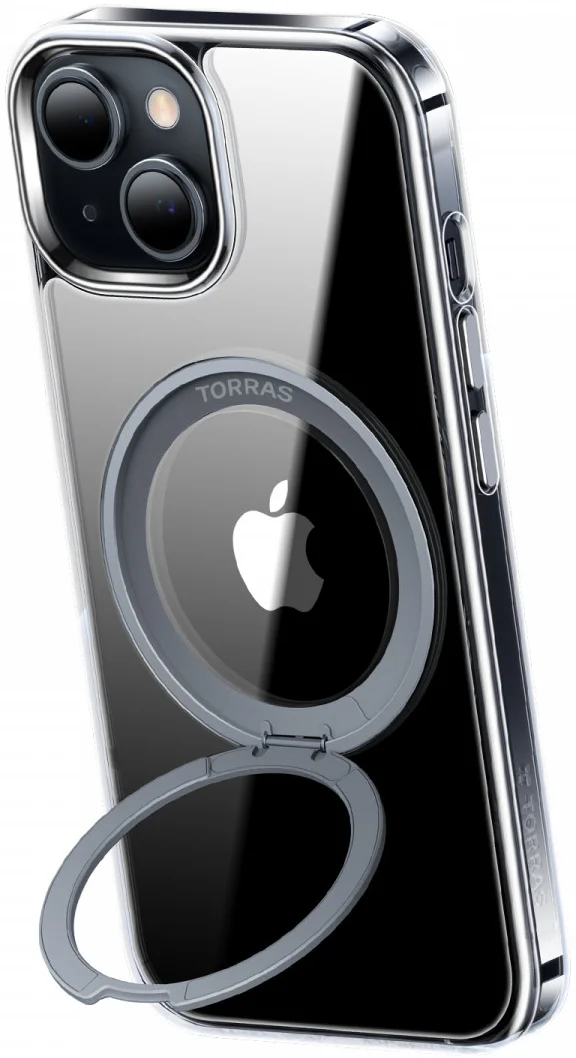 TORRAS UPro Ostand Pro MagSafe iPhone 15 Hoesje Ring Stand Transparant afbeelding 2