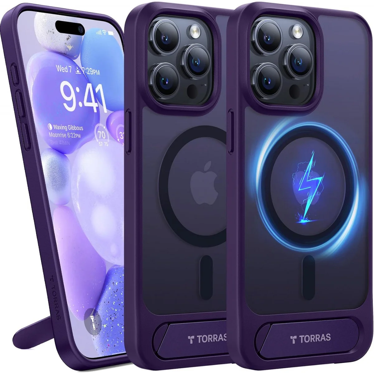 TORRAS UPro Pstand MagSafe iPhone 15 Pro Max Hoesje Kickstand Paars afbeelding 7