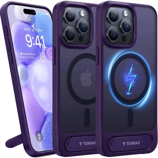 TORRAS UPro Pstand MagSafe iPhone 15 Pro Max Hoesje Kickstand Paars afbeelding 7