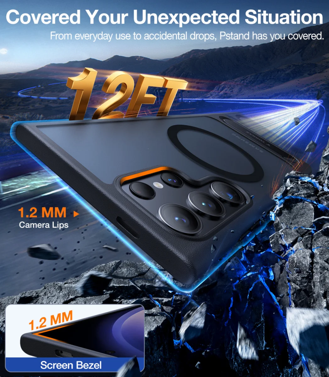TORRAS UPro Pstand MagSafe Samsung Galaxy S24 Ultra Hoesje Kickstand Zwart afbeelding 2