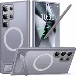 TORRAS UPro Pstand MagSafe Samsung Galaxy S24 Ultra Hoesje Kickstand Grijs afbeelding