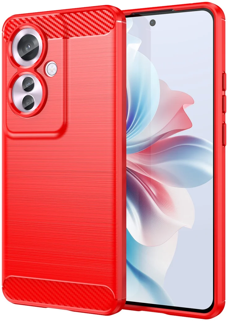 Oppo Reno 11 F Hoesje Geborsteld TPU Flexibele Back Cover Rood afbeelding 1