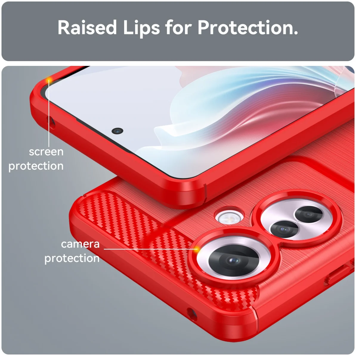 Oppo Reno 11 F Hoesje Geborsteld TPU Flexibele Back Cover Rood afbeelding 5