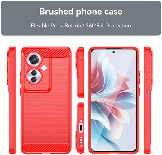 Oppo Reno 11 F Hoesje Geborsteld TPU Flexibele Back Cover Rood afbeelding 7