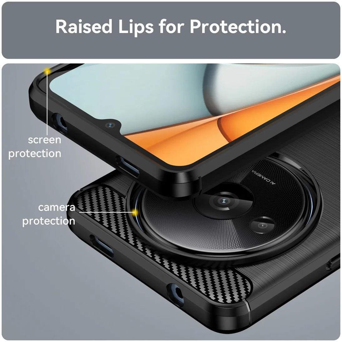 Xiaomi Redmi A3 Hoesje Geborsteld TPU Flexibele Back Cover Zwart afbeelding 6