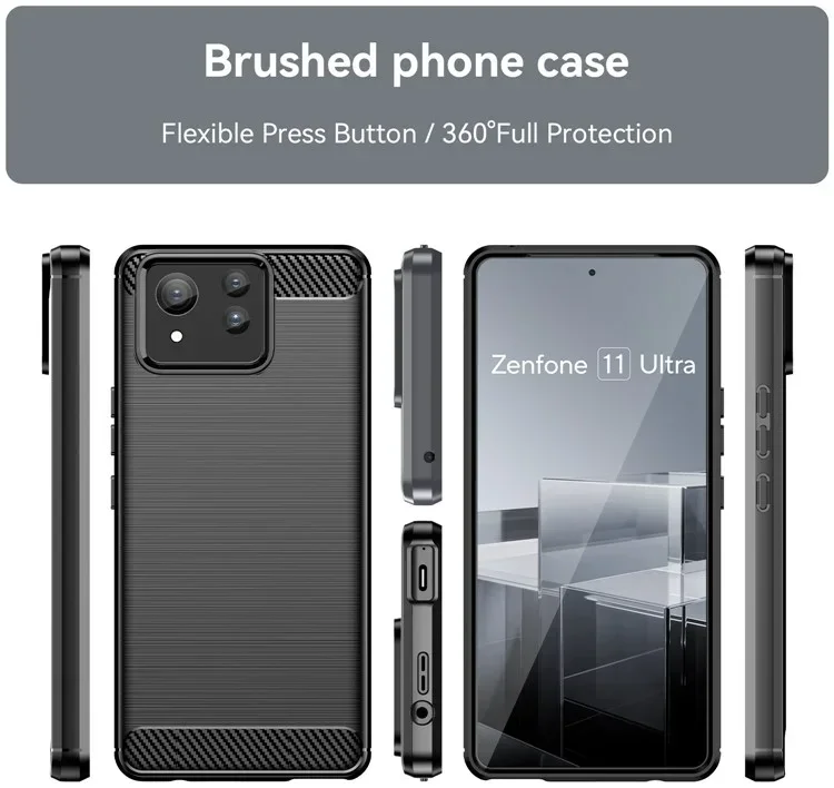 Asus Zenfone 11 Ultra Hoesje Geborsteld TPU Flexibele Back Cover Zwart afbeelding 9