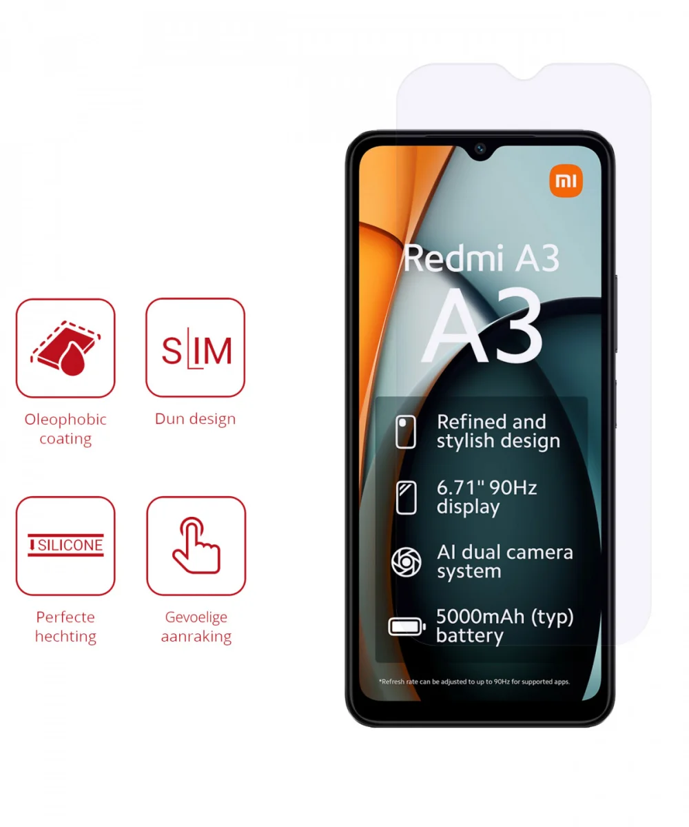 Rosso Xiaomi Redmi A3 Screen Protector Case Friendly Folie Duo Pack afbeelding 2