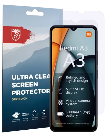 Rosso Xiaomi Redmi A3 Screen Protector Case Friendly Folie Duo Pack afbeelding 7