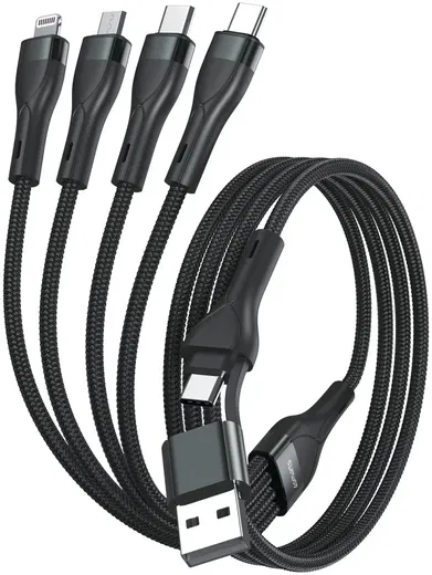 4smarts 4-in-2 Oplaad Kabel USB-C/Lightning/Micro-USB 1.2 Meter Zwart afbeelding 2