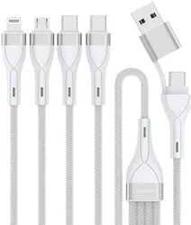 4smarts 4-in-2 15W USB/USB-C naar 2x USB-C/Lightning/Micro USB Kabel 1.2M Wit afbeelding