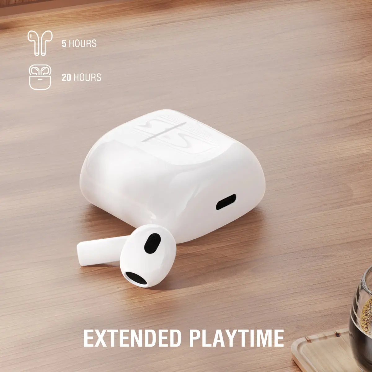 4smarts SkyBuds 2 TWS Bluetooth Headset ENC Draadloze Oordopjes Wit afbeelding 5