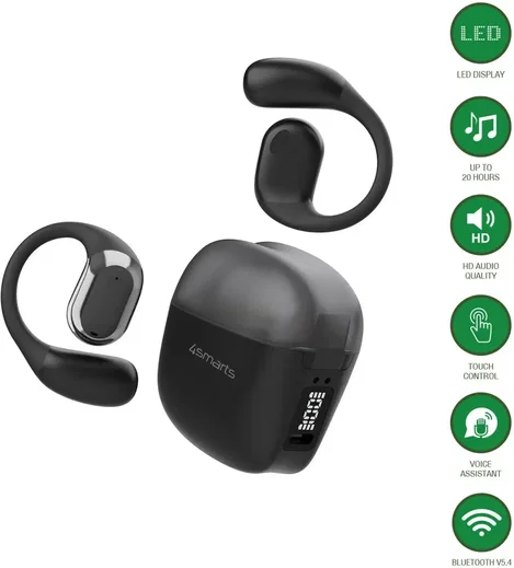 4smarts OWS SkyBuds Draadloze Oordopjes 5.4 Bluetooth Oortjes met Oorhaken Zwart afbeelding 10