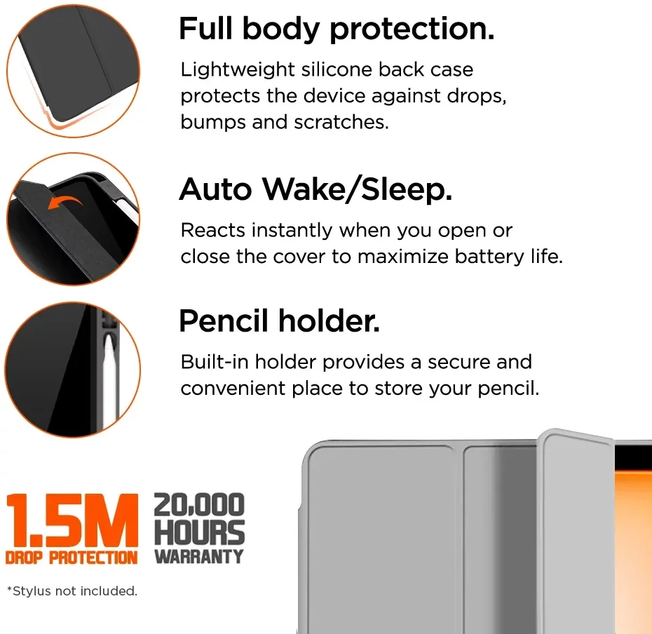 Eiger Storm 250m Stylus iPad Air 11 (24/25) Hoes Book Case met Pen Houder Grijs afbeelding 2