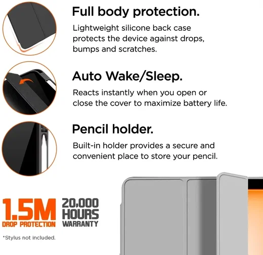 Eiger Storm 250m Stylus iPad Air 11 (24/25) Hoes Book Case met Pen Houder Grijs afbeelding 2