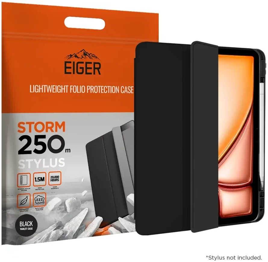 Eiger Storm 250m Stylus iPad Air 13 (24/25/26) Hoes Book Case Pen Houder Zwart afbeelding 1