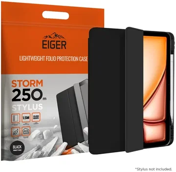 Eiger Storm 250m Stylus iPad Air 13 (24/25/26) Hoes Book Case Pen Houder Zwart