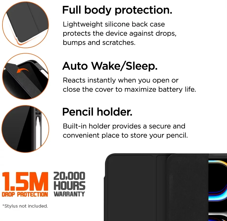 Eiger Storm 250m Stylus iPad Pro 11 (2024/2025) Hoes Book Case Pen Houder Zwart afbeelding 2