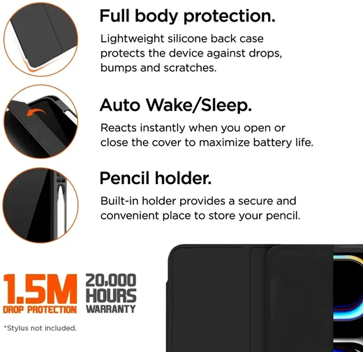 Eiger Storm 250m Stylus iPad Pro 11 (2024/2025) Hoes Book Case Pen Houder Zwart afbeelding 2