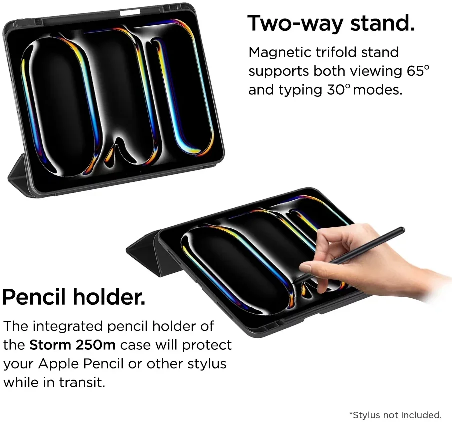 Eiger Storm 250m Stylus iPad Pro 13 (2024/2025) Hoes Book Case Zwart afbeelding 3
