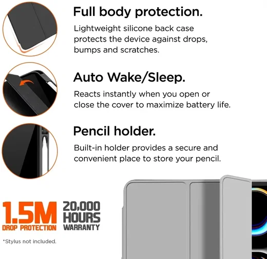 Eiger Storm 250m Stylus iPad Pro 13 (2024/2025) Hoes Book Case Grijs afbeelding 2