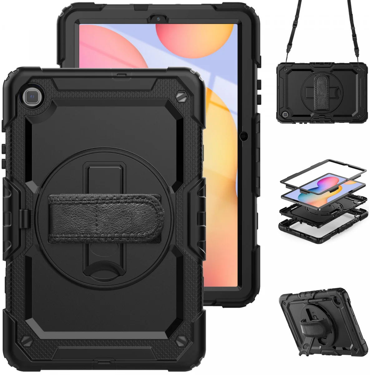Samsung Galaxy Tab S6 Lite (2024) Hoes met Screen Protector en Handriem Zwart afbeelding 17